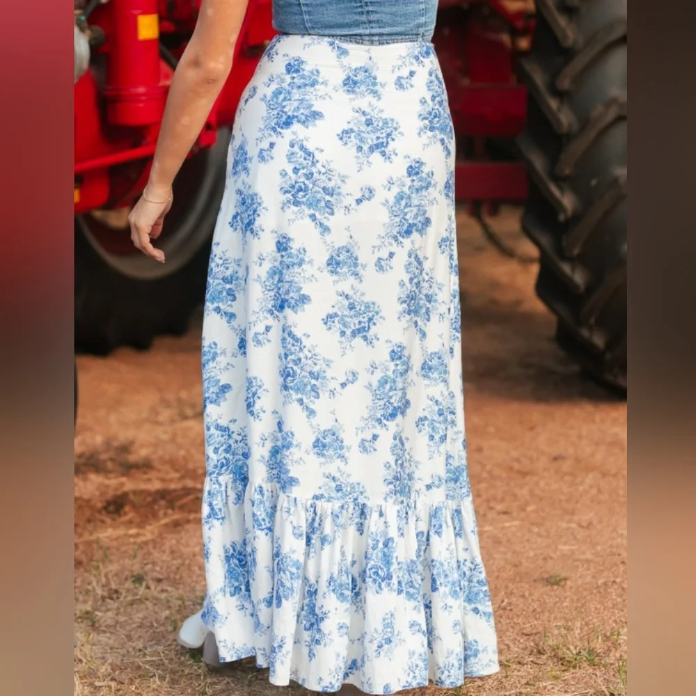 Breezy Blues Asymmetrical Skirt